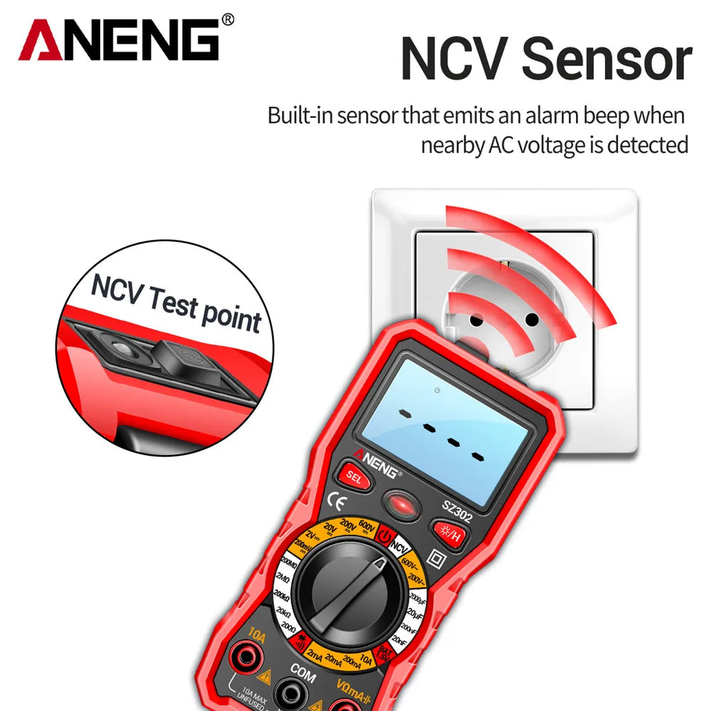 Multimeter AC/DC Voltage Tester NCV Detector Resistance Tester Ohm Ammeter