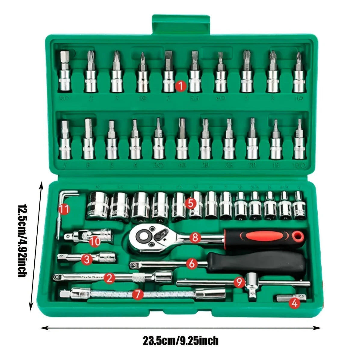 Socket Set 1/4 inch Ratchet Wrench Set 46pc Drive - Tool Traction