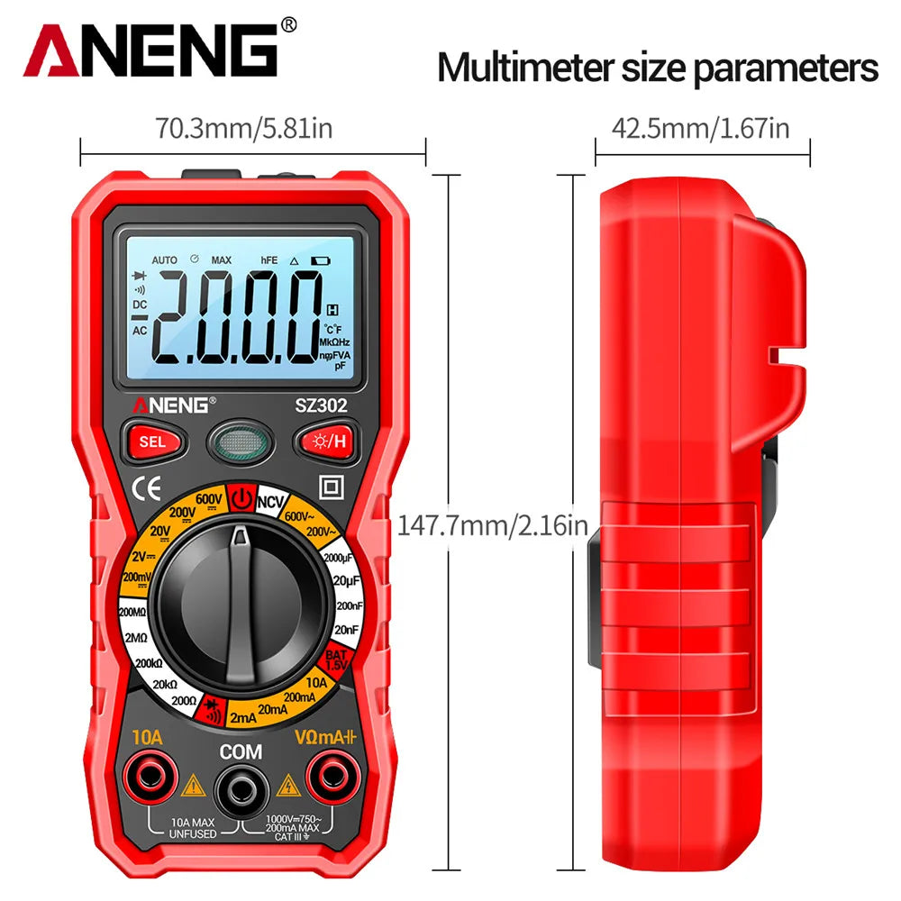 Multimeter AC/DC Voltage Tester NCV Detector Resistance Tester Ohm Ammeter